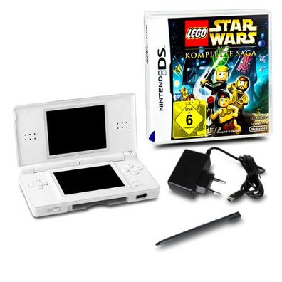 DS Lite Handheld Konsole weiss #71A + Kabel + Lego Star Wars die komplette Saga