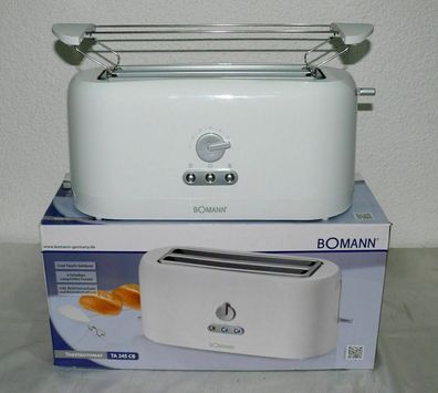 Bomann TA245CB Designer Langschlitz Toaster Extra Breit 1400W 7 Stufen Weiß Grau