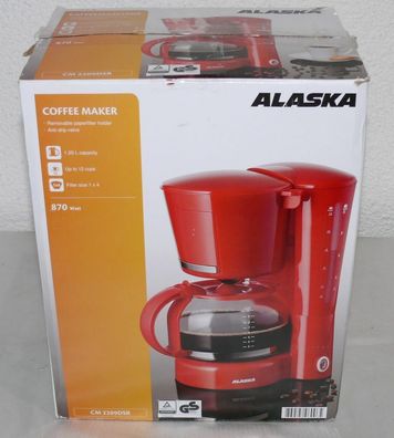 Alaska CM2209DSR Kaffeemaschine Schwenk Filter 1x4 1,25L Glaskanne 870W Rot