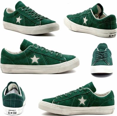 Converse 158939C ONE STAR OX Rau UP Fuzzi Leder Schuhe Sneaker 43 Grün Natur