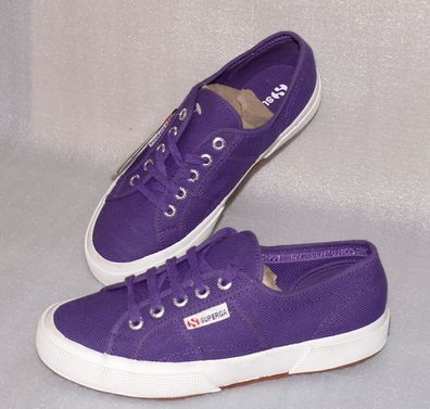 Superga 2750 COTU Classic Canvas Schuhe Freizeit Sneaker Gr 37 UK4 Violett Weiß