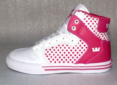 Supra Vaiders S11210K HI Cut Junior Schuhe Freizeit Sneaker 37,5 UK4 Pink Weiß