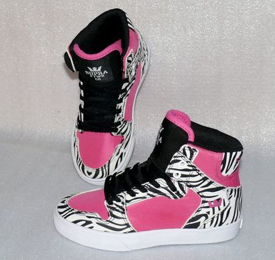 Supra Vaiders S11208K HI Cut Kinder Schuhe Freizeit Sneaker 31 UK12 Pink Zebra