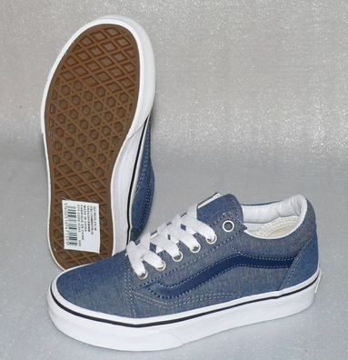 Vans OLD Skool K'S Canvas Kinder Schuhe Freizeit Sneaker 31 UK13 Chambray Blue