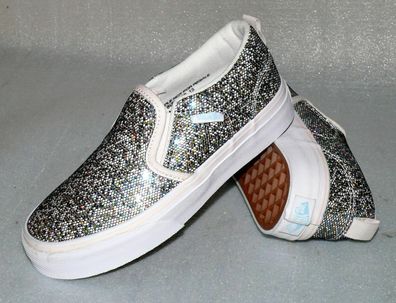Vans Asher Glitter Slip On Z'S Canvas Schuhe Boots Sneaker 31 Multi Weiß LC502