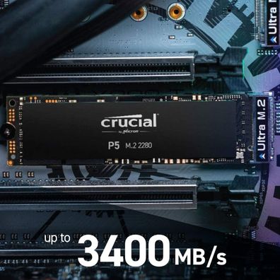 Crucial P5 2 TB NVMe Festplatte SSD (PCIe 3.0 x4, NVMe, M.2 2280)