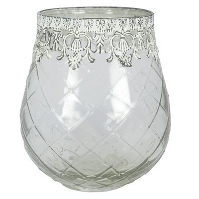 Teelichthalter Windlicht Teelichtglas Kerzenhalter Ø 16.5 cm Glas / Metall