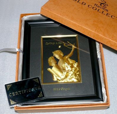 Gold Kollektion Deko Gemälde Horoskop Zwillinge Rahmen Bild Zertifikat 24K Gold