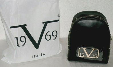 Versace VI20AI0025 Zainetto 19.69 Italia Leder Rucksack Tasche Schwarz Gold