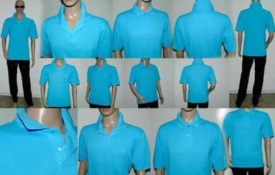 Dressmann Basic Pigue Zweiknopf Polo Hemd Shirt Regular Fit Kurzarm Türk Blau XL