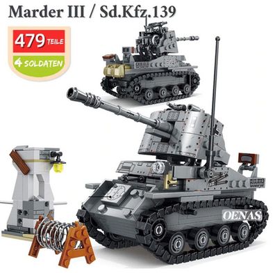 Marder III Panzer Armee 4 Soldaten Tank Army Militär 479teilig Cobi Cada kompatibel