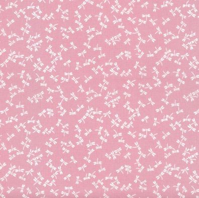 Westfalenstoffe Kyoto rosa weiße Libellen Baumwolle Druckstoffe Webware Öko Tex