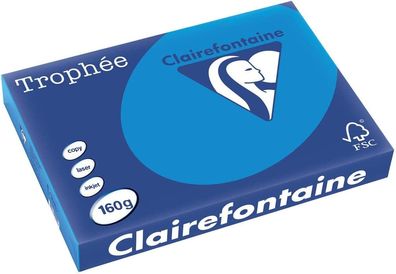 Clairefontaine Trophee Papier 1015C Karibikblau 160g/ m² DIN-A3 - 250 Blatt