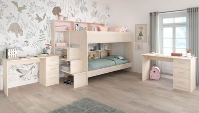Kinderzimmer Jugendzimmer Set Parisot Bibop Etagenbett 2x 90x200 2x Schreibtisch