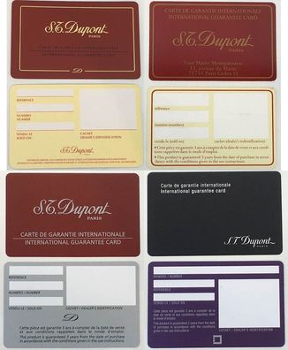 S.T. Dupont Blanko Garantie Karte Heft International Warranty Booklet NEU!