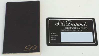S.T. Dupont Blanko Garantie Karte Heft International Warranty Booklet Black NEU!