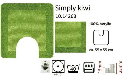 Simply Kiwi (Kiwigrün) WC-Vorleger WC-Matte mit Ausschnitt 55x55cm.