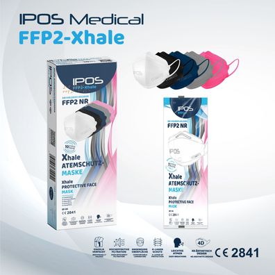 IPOS FFP2-Xhale Atemschutzmaske in verschiedenen Farben