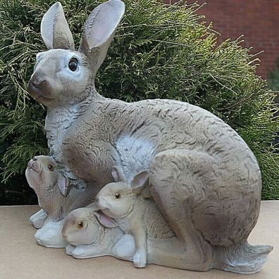 Dekofigur Hase Kaninchen Tierfigur Gartenfigur Wildkaninchen Zwerghase Rammler