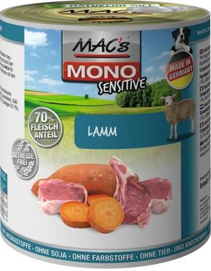 MACs Dog Mono Lamm 800 g (Menge: 6 je Bestelleinheit)