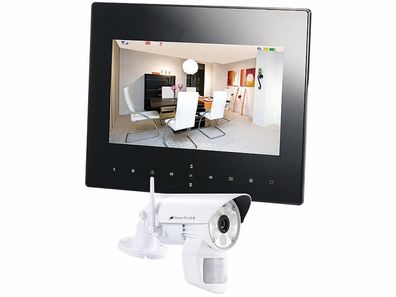 VisorTech DSC-720. mc Funk Überwachungs-Set mit 1 LED-HD-Kamera in weiß + Monitor