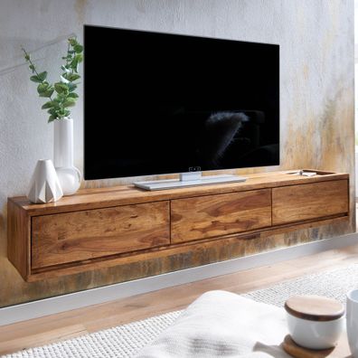 TV Schrank FineBuy Lowboard Hängend 160x25x35 cm Holz Massiv Fernsehkommode