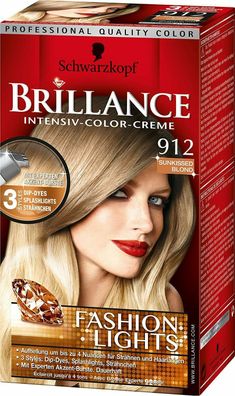 Schwarzkopf Brillance Intensiv-Color-Creme, 912 Sunkissed Blond 3er Pack