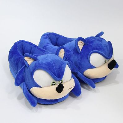 Herren Damen Sonic The Hedgehog Hausschuhe Winter Slippers Blau Größe35-42