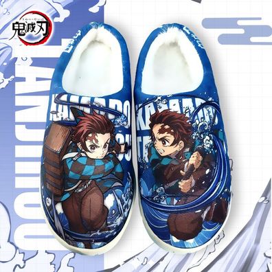 Herren Damen Demon Slayer Kamado Tanjirou Plüsch Hausschuhe Slippers Größe41-42