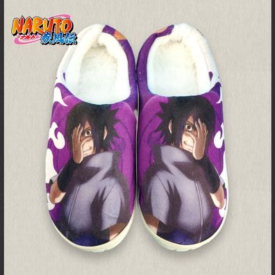 Herren Damen Naruto Uchiha Sasuke Plüsch Hausschuhe Warm Slippers Größe41-42