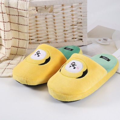 Kpop Herren Damen BT21 Chimmy Plüsch Hausschuhe BTS Warm Slippers Gelb Größe36-42