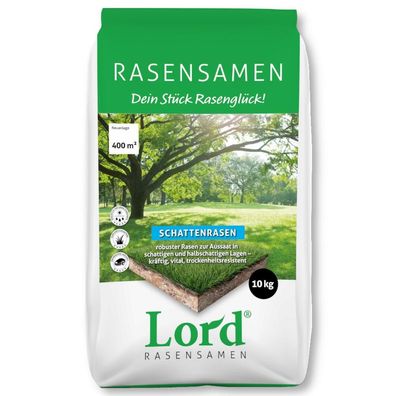Lord® Rasensamen Schattenrasen 10 kg Schatten Halbschatten Grassamen