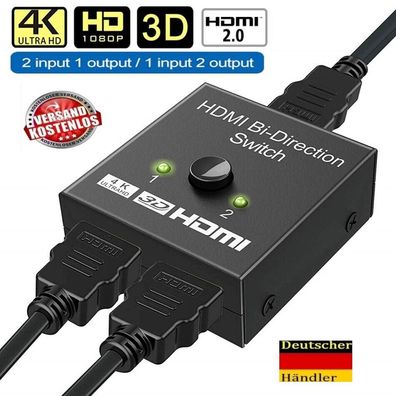 HDMI Switch 2.0 HDMI Splitter Bi-Direction 2in1 Out / 1in2 Out 4K 3D HDCP HDTV