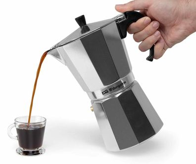 Orbegozo KFN1200 Mobile Espresso Mokka CAFE Kocher Kaffee Bohnen SIL ALU 12Tasse
