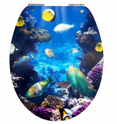 WC Sitz Ozean 3D Tiefen Effekt Bambuskern Acryloberfläche Absenkautomatik Blau