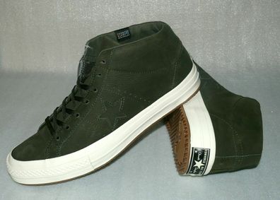 Converse 158835C ONE STAR MID Rau UP Leder Schuhe Sneaker 42,5 Dark Grün Egret