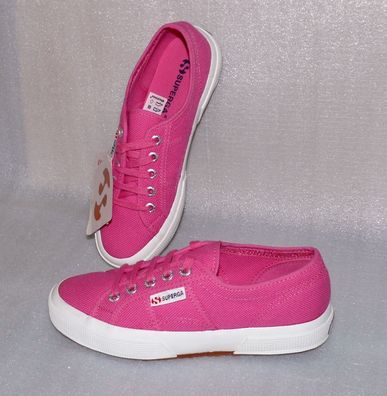 Superga 2750 COTU Classic Canvas Schuhe Freizeit Sneaker Gr 36 UK 3,5 Pink Weiß