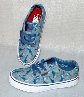 Vans Atwood Y'S Canvas Kinder Schuhe Freizeit Sneaker Gr 31 UK13 Sharks Blau Wei