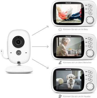 Syosin VB603 Smart Babyphone Babyfon Kamera Video Überwachung 3.2 LCD AKKU Nacht