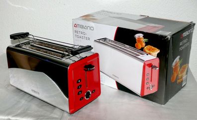 GT-Tdls-e-02 Retro Toaster Langschlitz 1400W 6 Stufen LCD Brotaufsatz Rot Edelst