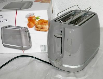 AM 10816 Designer Doppelschlitz Toaster 870W 6 Stufen Brotaufsatz Grau Chrom