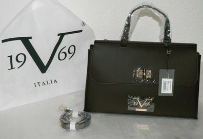 Versace VI20AI0022 Patta 19 V 69 Italia Leder Damen Schulter Tasche Braun Gold