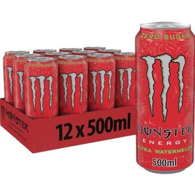 Monster Energy Ultra Watermelon Energy-Drink 12x0.50L Dosen