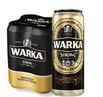 Große Dose 500ml! Warka Strong Bier aus Polen 24 Dosen im Paket, Piwo