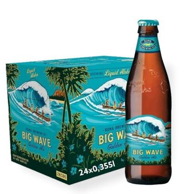 6 Flaschen Kona Big Wave Lager 0,355l aus Hawaii Alc 4,6 Vol.