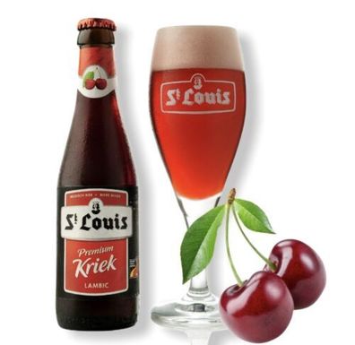 6 Flaschen St Louis Premium Kriek 0,25 l Bier, fruchtiges Kirschbier aus Belgien