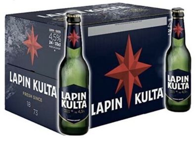 24 Flaschen Lapin Kulta aus Finnland in der 0,315 l Flasche