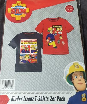 Feuerwehrmann Sam T-Shirt Doppelpack 122 128 Kindershirt Jungenshirt