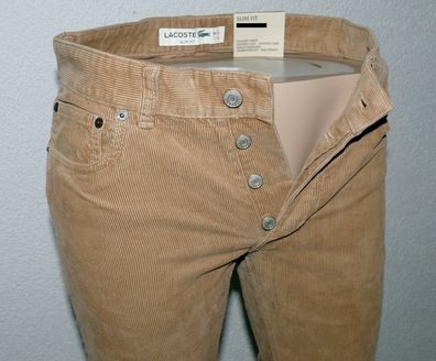 Lacoste HH27550048F Classic Cord Jeans Moderne Hose Slim Fit W 30 42 L34 Braun