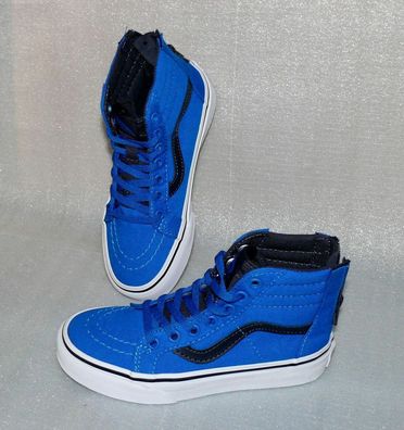Vans SK8 HI ZIP K'S Rauleder Kinder Schuhe Sneaker Gr 31 UK13 Imperial Blau Weis